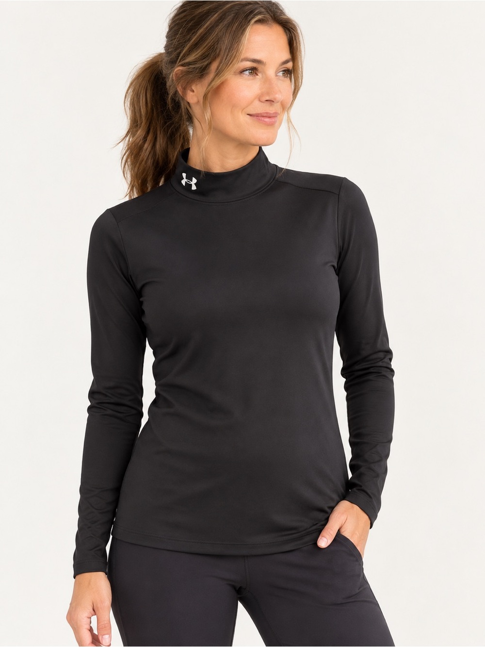 Under Armour Women's Black Mock Neck Long Sleeve Performance Top